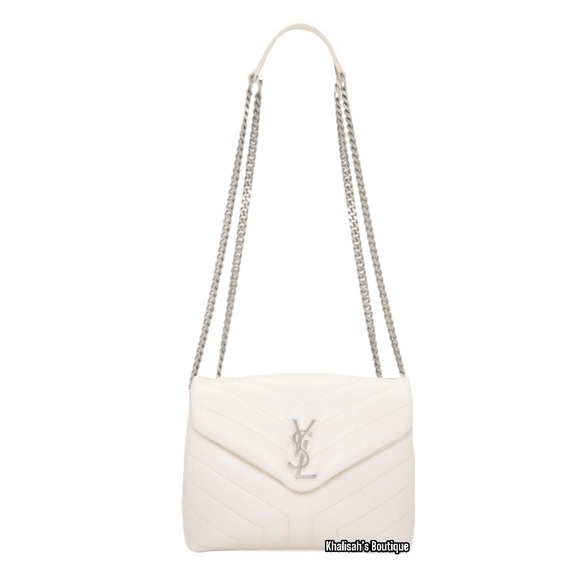 🤍Very Rare!!! YSL SAINT LAURENT LouLou Calfskin Y Quilted Monogram Ivory/Silver - Picture 5 of 17